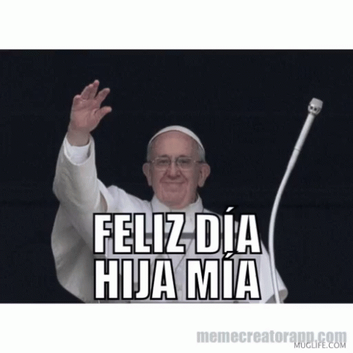 A Picture Of A Man Holding A Microphone With Feliz Dia Hija Mia Written On It GIF
