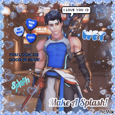 A Picture Of A Man Holding A Sword With The Words Make A Splash On It GIF