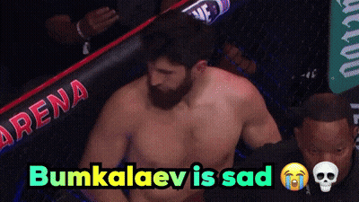 A Picture Of A Man In A Boxing Ring With The Words Bumkalaev Is Sad GIF