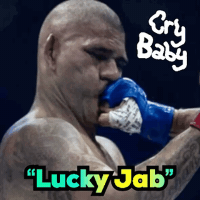 A Picture Of A Man In A Boxing Ring With The Words " Lucky Jab " Below Him GIF