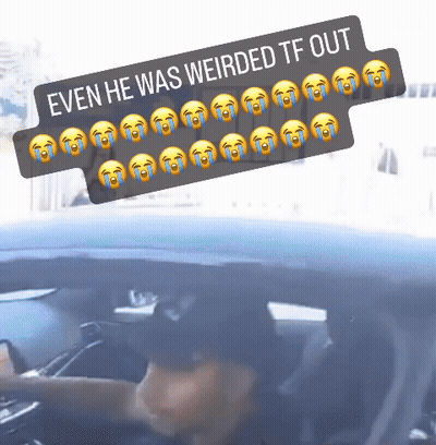 A Picture Of A Man In A Car With A Caption That Says Even He Was Weirded Tf Out GIF
