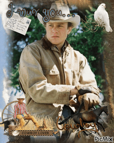 A Picture Of A Man In A Cowboy Hat With The Words I Love You Cowboy Lover GIF