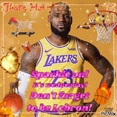 A Picture Of A Man In A Lakers Jersey Says That 'S Hot GIF