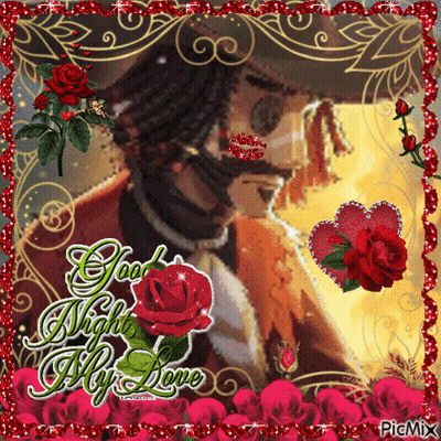 A Picture Of A Man In A Mask With The Words Good Night My Love GIF