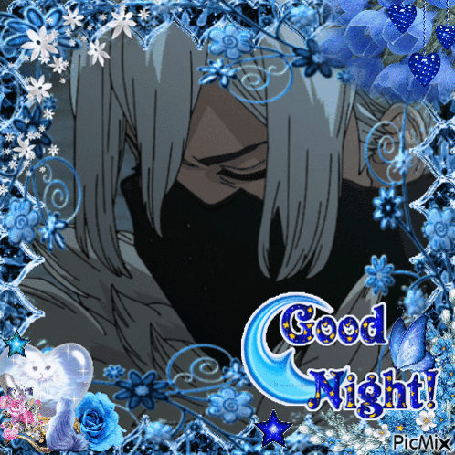 A Picture Of A Man In A Mask With The Words Good Night On It GIF