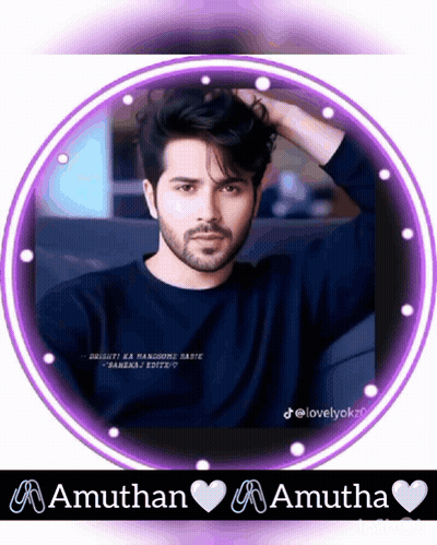 A Picture Of A Man In A Purple Circle With The Name Amuthia GIF