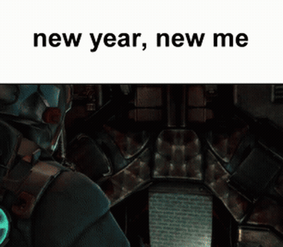 A Picture Of A Man In A Space Suit With The Words New Year New Me Above Him GIF