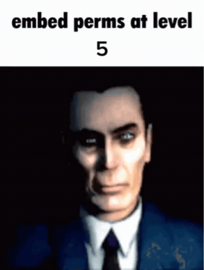 A Picture Of A Man In A Suit And Tie With The Words `` Embedded Perms At Level 5 '' GIF