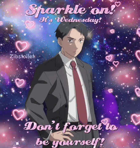 A Picture Of A Man In A Suit And Tie With The Words " Sparkle On It 'S Wednesday " GIF