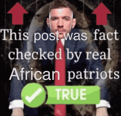 A Picture Of A Man In A Suit And Tie With The Words This Post Was Fact Checked By Real African Patriots Below Him GIF
