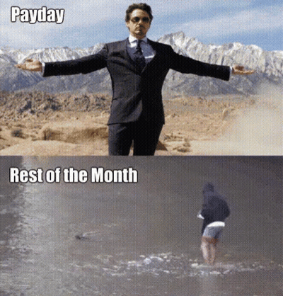 A Picture Of A Man In A Suit With The Words Payday Rest Of The Month GIF