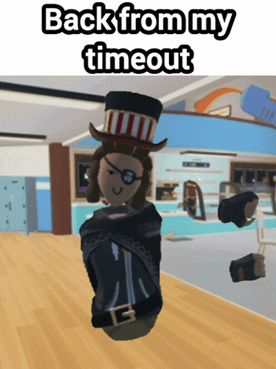 A Picture Of A Man In A Top Hat With The Words " Back From My Timeout " GIF