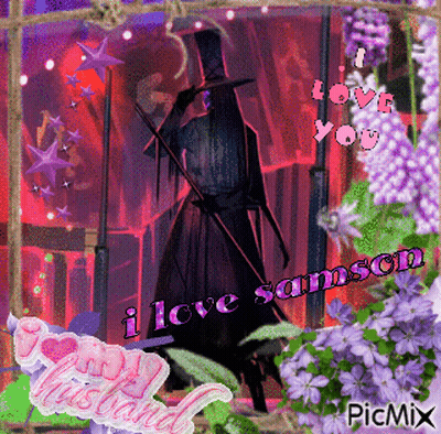 A Picture Of A Man In A Top Hat With The Words I Love Samson GIF