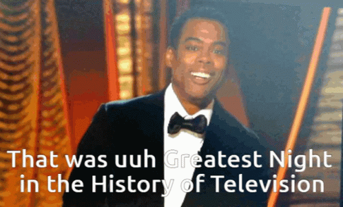 A Picture Of A Man In A Tuxedo With The Words That Was Uuh Greatest Night In The History Of Television GIF