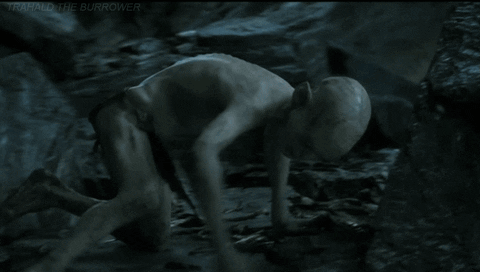 A Picture Of A Man In The Water With The Words My Precious Is On The Bottom GIF