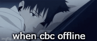 A Picture Of A Man Laying Down With The Words When Cbc Offline Below Him GIF