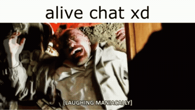 A Picture Of A Man Laying On The Ground With The Caption " Laughing Maniacally " GIF