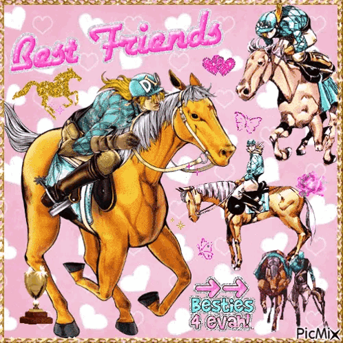 A Picture Of A Man On A Horse With The Words Best Friends GIF