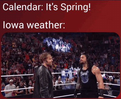 A Picture Of A Man On A Stage With The Caption " Calendar It 'S Spring " GIF