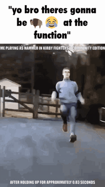 A Picture Of A Man Running With The Caption " Yo Bro There 'S Gonna Be At The Function " GIF