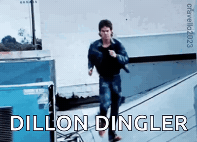 A Picture Of A Man Running With The Words Dillon Dingler Written Below Him GIF