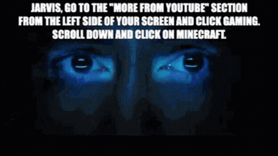 A Picture Of A Man 'S Face With The Words Jarvis Go To The More From Youtube Section GIF