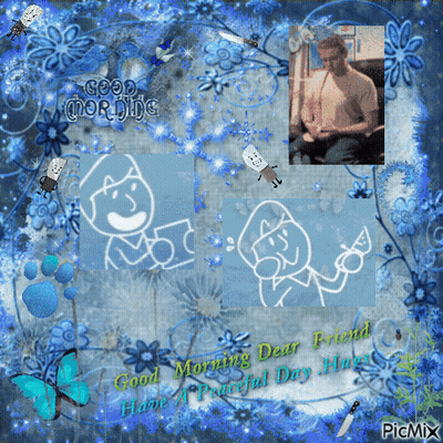 A Picture Of A Man Sitting In A Chair With The Words Good Morning Dear Friend GIF