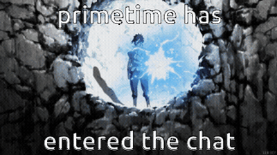 A Picture Of A Man Standing In A Hole With The Caption Primetime Has Entered The Chat GIF