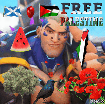 A Picture Of A Man Surrounded By Watermelon And Flowers With The Caption Free Palestine GIF