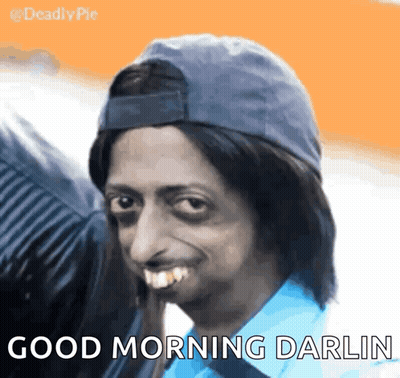 A Picture Of A Man Wearing A Hat With The Words Good Morning Darlin Below Him GIF
