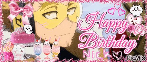A Picture Of A Man Wearing A Mask And The Words Happy Birthday Nick GIF