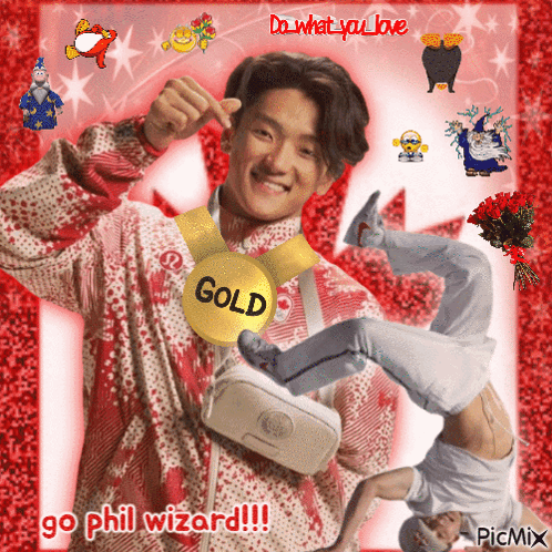 A Picture Of A Man Wearing A Medal That Says Gold GIF