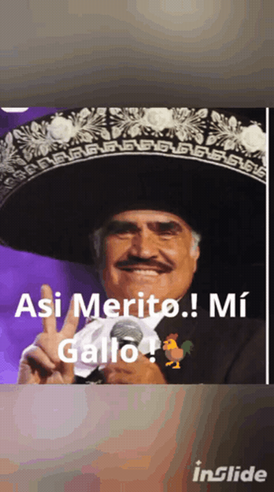A Picture Of A Man Wearing A Sombrero With The Words " Asi Merito Mi Gallo " GIF