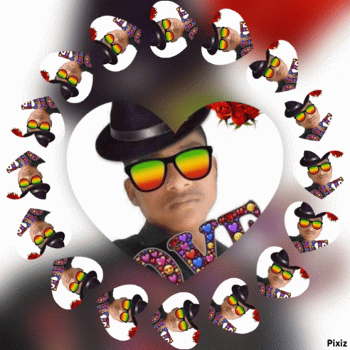 A Picture Of A Man Wearing Sunglasses And A Hat With Pixiz At The Bottom Of The Picture GIF