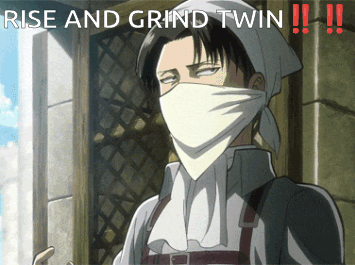 A Picture Of A Man With A Bandana On His Face And The Words Rise And Grind Twin !!! GIF