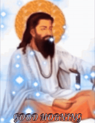A Picture Of A Man With A Beard And A Good Morning Message GIF