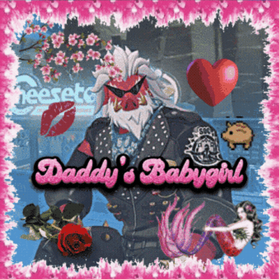 A Picture Of A Man With A Beard And The Words " Daddy 'S Babygirl " On It GIF
