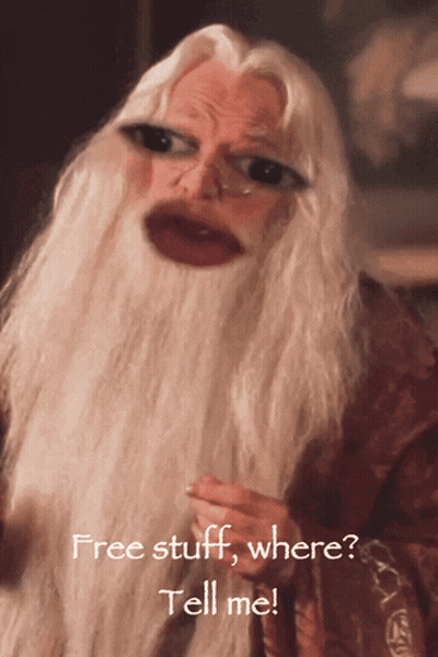 A Picture Of A Man With A Beard And The Words " Free Stuff Where Tell Me " GIF