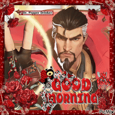 A Picture Of A Man With A Beard And The Words " Good Morning " GIF