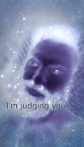 A Picture Of A Man With A Beard And The Words " I 'M Judging You " On The Bottom GIF