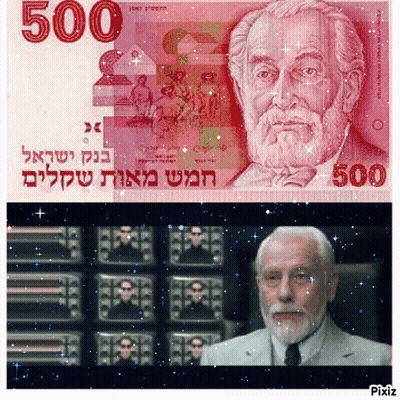 A Picture Of A Man With A Beard Next To A 500 Dollar Bill GIF