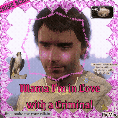 A Picture Of A Man With A Bird And The Words Mama I 'M In Love With A Criminal GIF