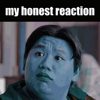 A Picture Of A Man With A Blue Face And The Words My Honest Reaction GIF