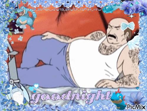 A Picture Of A Man With A Bow On His Head And The Words Goodnight GIF