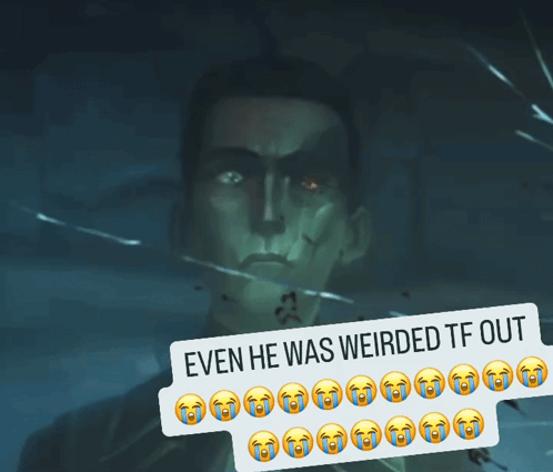 A Picture Of A Man With A Caption That Says Even He Was Weird Tf Out GIF