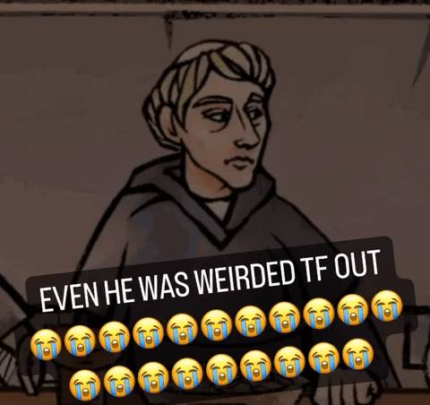 A Picture Of A Man With A Caption That Says " Even He Was Weirdered Tf Out " GIF