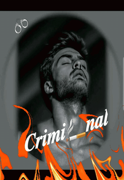 a picture of a man with a cigarette in his mouth and the words criminal below him