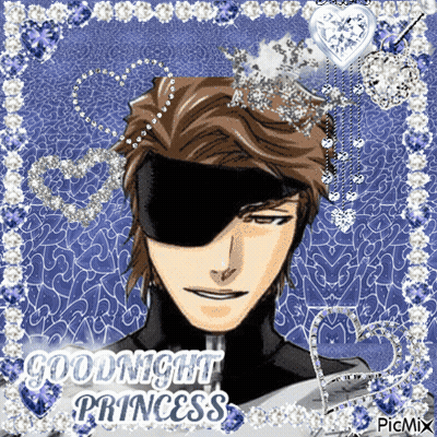 A Picture Of A Man With A Crown On His Head And The Words Goodnight Princess On The Bottom GIF