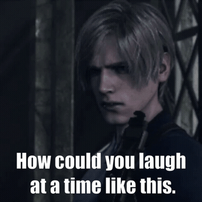 A Picture Of A Man With A Gun And The Words How Could You Laugh At A Time Like This GIF