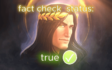 A Picture Of A Man With A Laurel Wreath On His Head With The Words " Fact Check Status " Above Him GIF